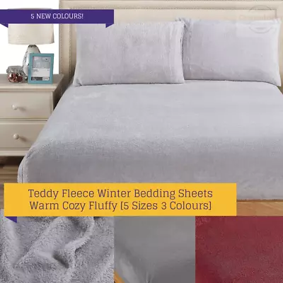 $45 • Buy Ramesses Teddy Fleece Fitted Sheet Combo Set | Warm Soft Teddy Fleece Sheets