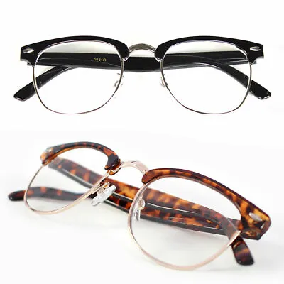 Retro Vintage Clear Lens Eye Glasses Fashion Horn Rim Frame Designer Mens Womens • $7.45