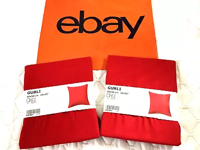 Ikea Gurli Cushion Covers SET OF 2 New In Red 50x50cm 20 X20`' BNIP • £16.99
