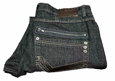 Mecca Jeans Mens 36x30 Dark Blue Vintage Slim Fit Baggy Hip Hop Y2K 100% Cotton • $34.99