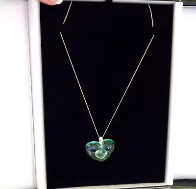 Lalique  -large  Crystal Heart Within  A Heart 9ct Gold White Chain. • £175