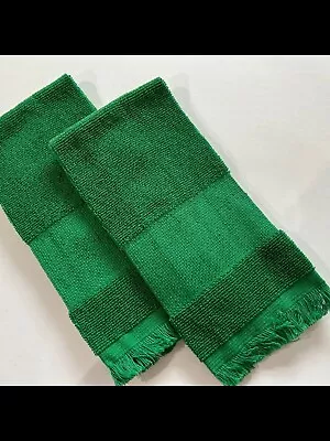 Charles Craft Two Vintage Fingertip 14 Ct Cross Stitch Xmas Green Hand Towels  • $4