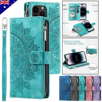 $18.99 • Buy For Samsung S22 S21 20 FE Ultra S10 9 Plus Zipper Case Leather Wallet Flip Cover