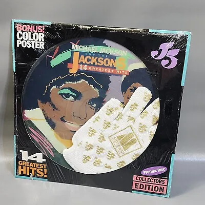 Vintage Michael Jackson 5 LP Picture Disc Greatest Hits Poster And Glove • $24.99