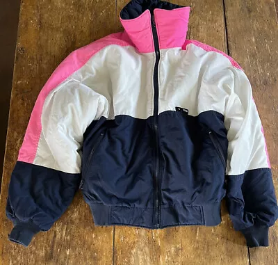 Vintage 80’s Sun Ice Pink White Navy Snowboard Ski Snow Jacket Coat Sz S • $25