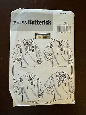 Butterick B4486 XN Historical Men’s Shirts Pattern XL-XXXL Poets Darcy Shirt • $12
