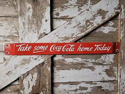 Vintage Coca Cola Porcelain Sign Door Push Bar Soda Beverage Drink Cold Coke Pop • $289.86