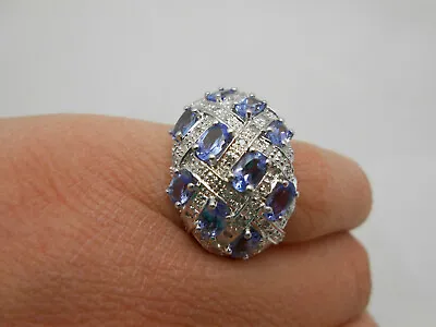 Laura Ramsey LR Large & Wide Platinum Tanzanite & Diamond Cocktail Ring Size 8.5 • $2299.99