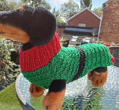 Dachshund Dog Aran Elf Knitted Coat - New - Ready Made - 12  Length • £15