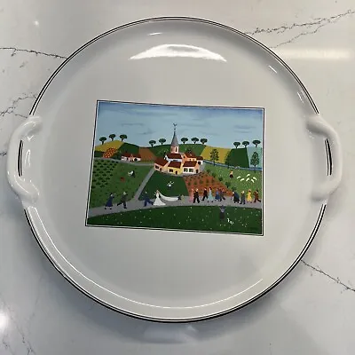 Villeroy & Boch Naif Laplau Round Handled Cake Plate Excellent Condition. • $29.99