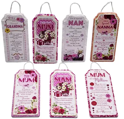 Mum Nan Grandma Mam Mothers Day Gift Ceramic Plaque Keepsake Plaque Door Hanging • £6.99