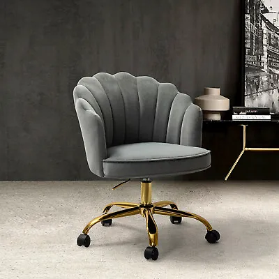 $183.49 • Buy Velvet Home Office Chair Cute Shell Mid Back Gold Base Women Upholstered Modern