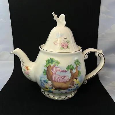 Disney Parks Alice In Wonderland Porcelain Teapot Mad Hatter Cheshire Cat EUC • $49.50