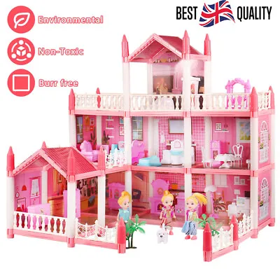 Big Doll House Toys Dream Dollhouse Kit 4-Story 11Rooms Playhouse With Furniture • £19.98