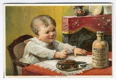 MELLINS FOOD Babies VICTORIAN Trade Card Cute Baby Waiting To Be Fed 1880's • $5.95