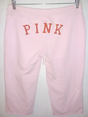 VICTORIA SECRET PINK Sweatpants Campus L Pants Logo Fleece Dog Vintage Shorts • $34.90