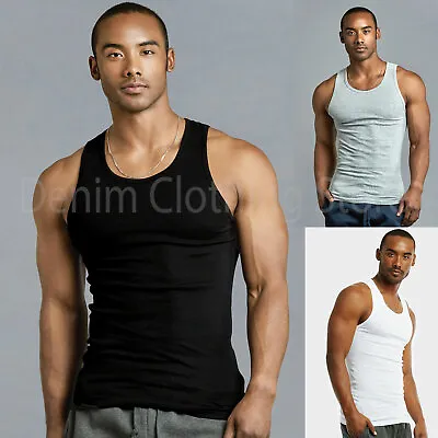 Men A-Shirt 3 6 Pack Lot Tank Top Cotton Wife Beater Ribbed Pack Undershirt S~3X • $12.59