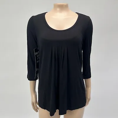 Miraclebody Womens 3/4 Sleeve T-Shirt Black Small Shapewear Scoop Neck $72 F4-29 • $24.79