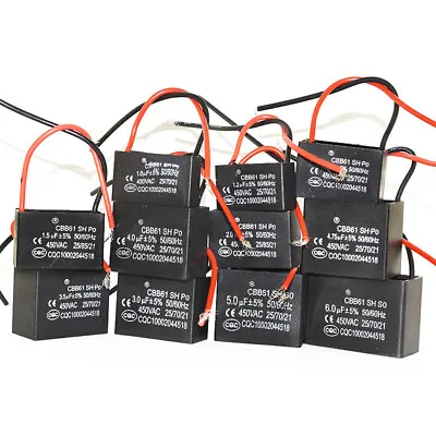 1/1.2/1.5/1.8/2/2.5/3/4/5/6/8/10UF Fan Start Capacitor CBB61 450V • £1.57