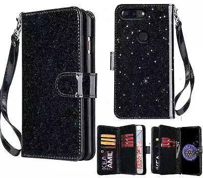 Oneplus 5T Glitter Leather Triple Wallet Multi Card Slots Pockets • $11.55