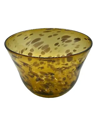 Vintage Murano Style Art Glass Serving Bowl Tortoise Shell Amber Hand Blown MCM • $49