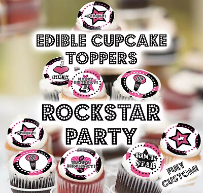 ROCK STAR ZEBRA BIRTHDAY Edible Cupcake Topper Image Frosting Sheet Cookies • $12.95