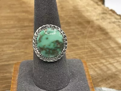 Vintage Large Native Hallmarked Sterling Silver Turquoise Ring Size 9--927.24 • $69.99