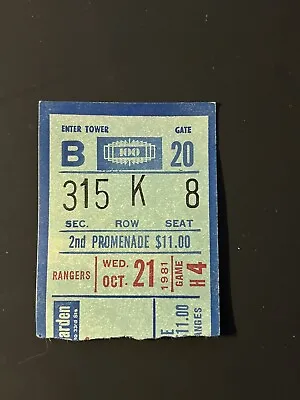 Vintage New York Rangers Ticket Stub Vs LA Kings- 10/21/ 1981 • $19.99