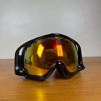 Oakley Crowbar Ski Snowboarding Goggles Black Mirrored Amber Lens • $39.99