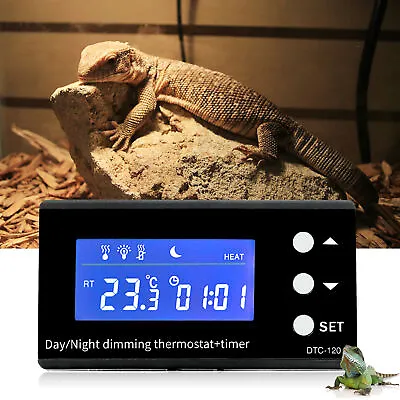 Dimming Reptile LCD Digital Temperature Controller Day & Night Thermostat Timmer • £24.99