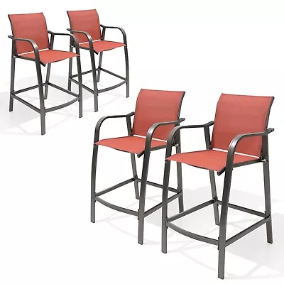 Aluminum Outdoor Bar Stool Set Of 4 Patio Counter Height Stools & Bar Chairs • $324.99