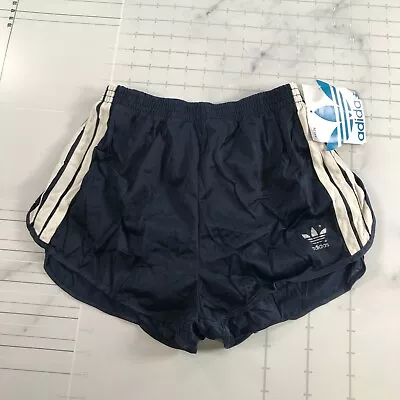 Vintage Adidas Running Shorts Mens S 28-30 Navy Blue With Three White Stripes • $79.99