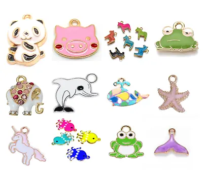 Enamel Animal Charms - Bright Colourful - Cheap Pendants Bulk - Dogs Cats Birds • £4.09