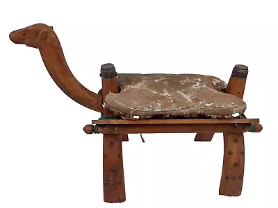 Vintage Camel Saddle Stool Wooden Ottoman Primitive - Las Vegas Pickup Available • $99