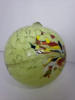 Blown Glass Ornament Art Ball Vintage Mouth Blown Multi Colored Gorgeous  • $39