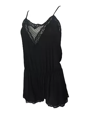 Ladies Ex Stores Black Lace Sleeveless Short Teddy Pyjamas Playsuit Nightwear  • £7.99