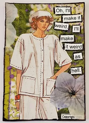 Collage Art Card ACEO ATC Original Vintage Sewing Pattern 1980s Make It Weird • $9.99