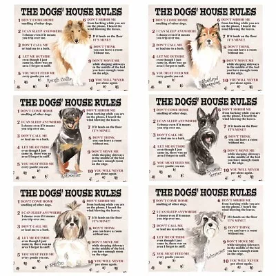 £5.95 • Buy The Dogs House Rules Metal Sign Plaque House Home Bar Funny Signs Pet Gift AM330