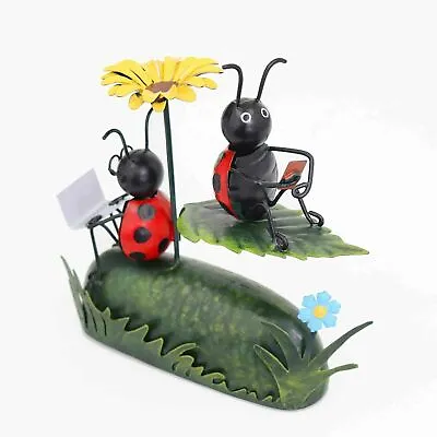 £11.99 • Buy Miniature Metal Life Ladybird With Flower Umbrella Garden Ornament Statue