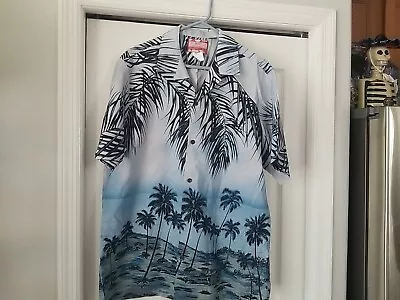 Vintage RJC Hawaiian Shirt Mens XL Made In Hawaii 100% Cotton EUC Palms Seashore • $12.99