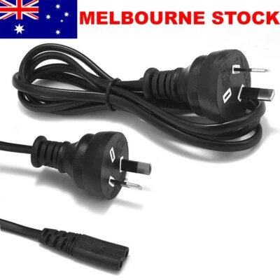 $7.99 • Buy AU 2 Pin Core Figure 8 IEC-C7 AC Power Cord Cable Lead Plug AU Slim Wall