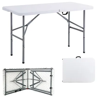 4ft Heavy Duty Folding Table Portable Plastic New Camping Garden Party Catering • £24.85