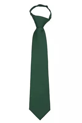 Men's Hunter Green Solid Pretied Zipper Necktie Weddings Business School • $12.95