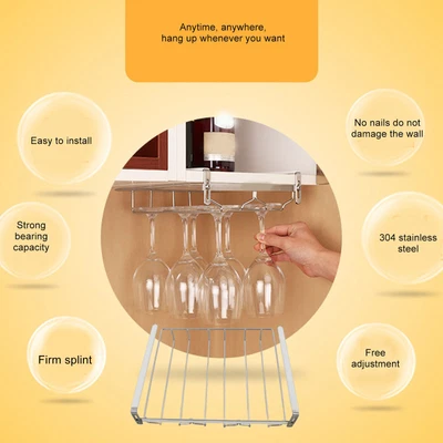 $32.61 • Buy Wine Glass Holder Stainless Steel Punch Free Wine Glass Rack Under Cabinet