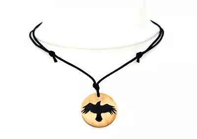 Raven Necklace Mens Cord Choker Crow Pendant Choker Eagle Bird Gothic Jewellery • £14.99