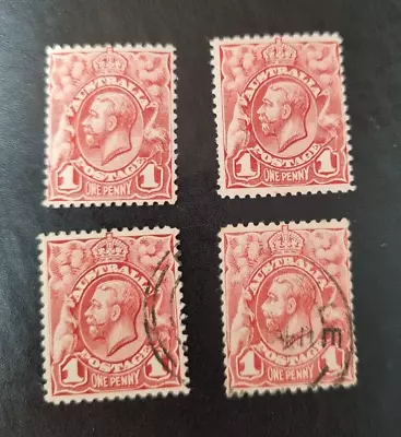 Australia KGV 1913 Engraved 1d Red & Pale Red Mint Hinged & Used SG17 & 17c • $30