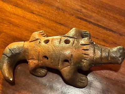 Vintage Figural Crocodile Alligator Clay Ocarina Flute Whistle - Africa  • $24