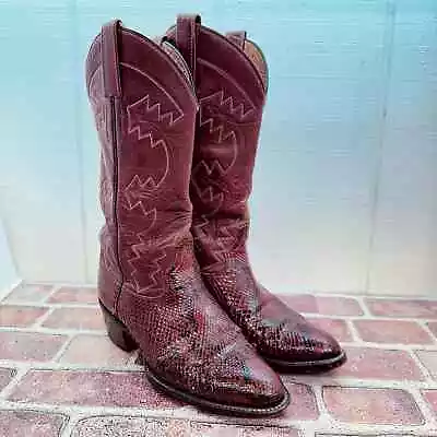 Renegade Boot Company Womens Size 9 Snake Skin Brown Red Cowboy Boots Distressed • £77.20