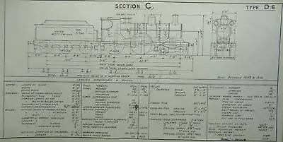 Railway Technical Drawing LNER TYPE D-6 LOCOMOTIVE Built C1898 & 1899 • £19.75