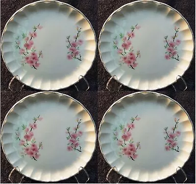 W S George Bolero Peach Blossom Luncheon Plates 9 1/4  Pink Set Of 4 Excellent • $24.99